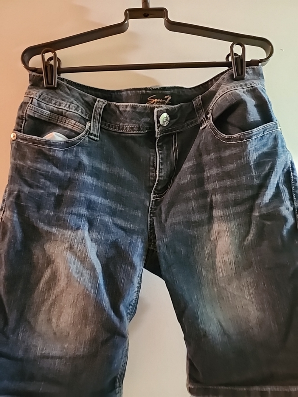 Women's Seven 7 Dark Blue  Bermuda Denim Shorts - Picture 2 of 10